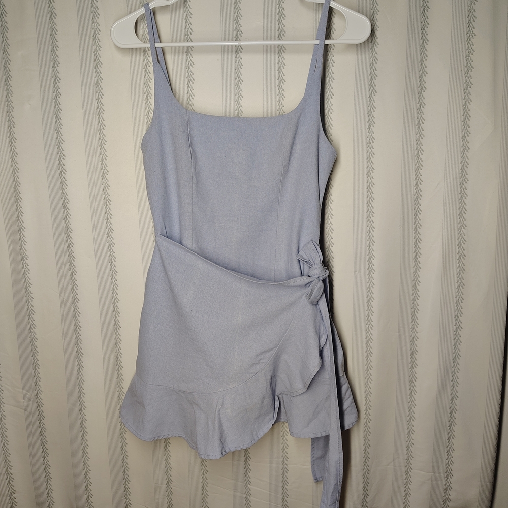 Polly Light Blue Sleeveless Wrap Dress